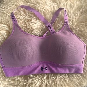 Under Armour Sports Bra, Lilac, Medium.